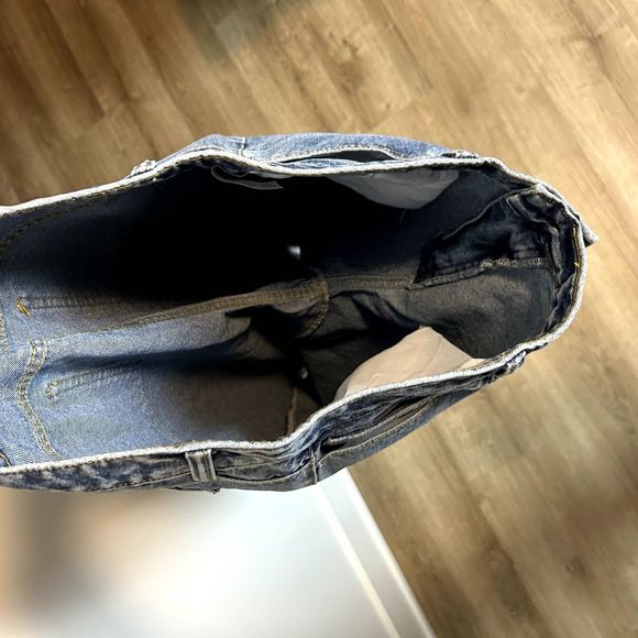 NWT Pretty Little Thing Womens Wide Leg Jeans Size US 12 Acid Wash Medium - Picture 6 of 15